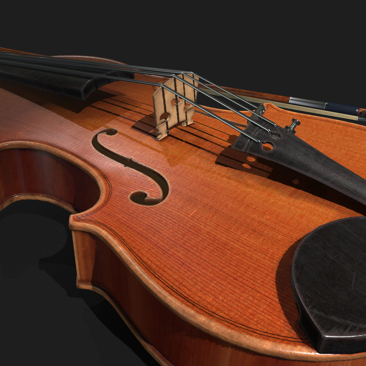Violin 3D Low Poly Low-poly 3D model_2