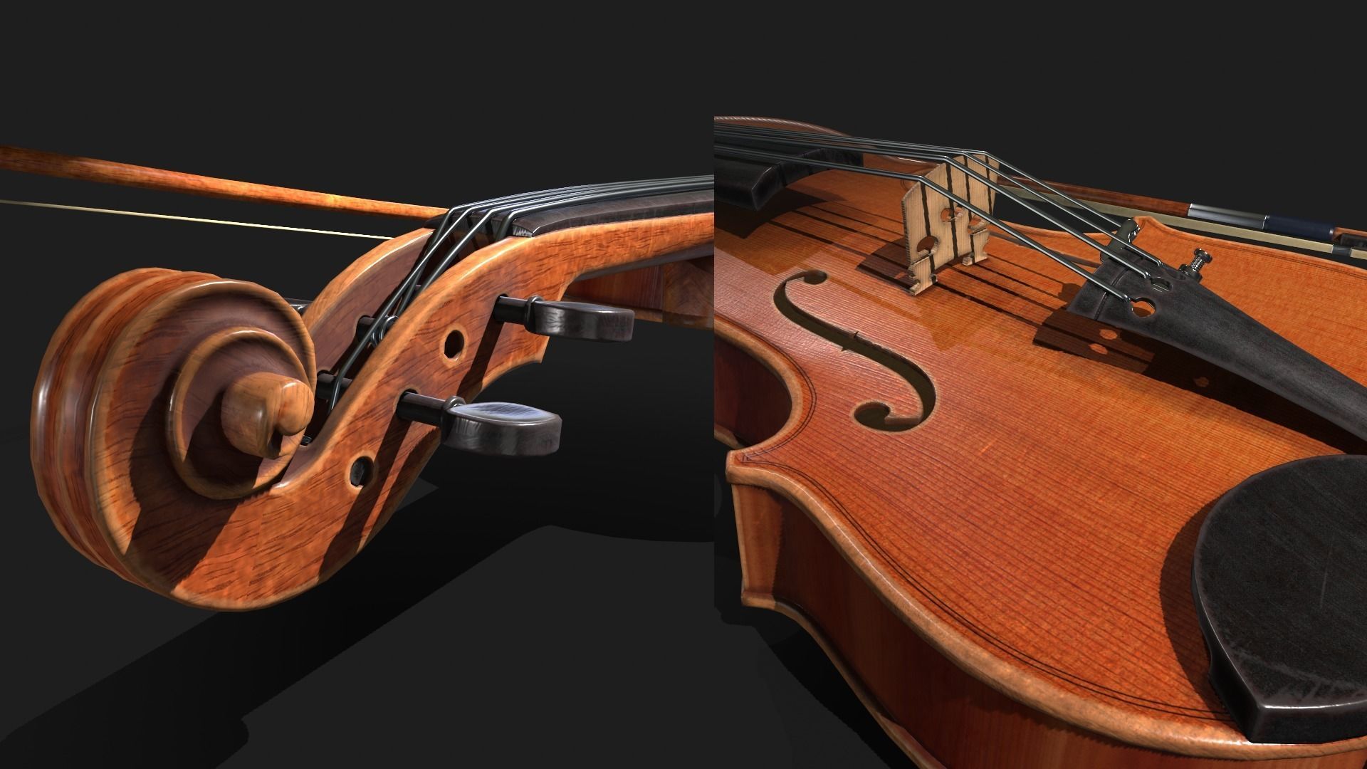 Violin 3D Low Poly Low-poly 3D model_7