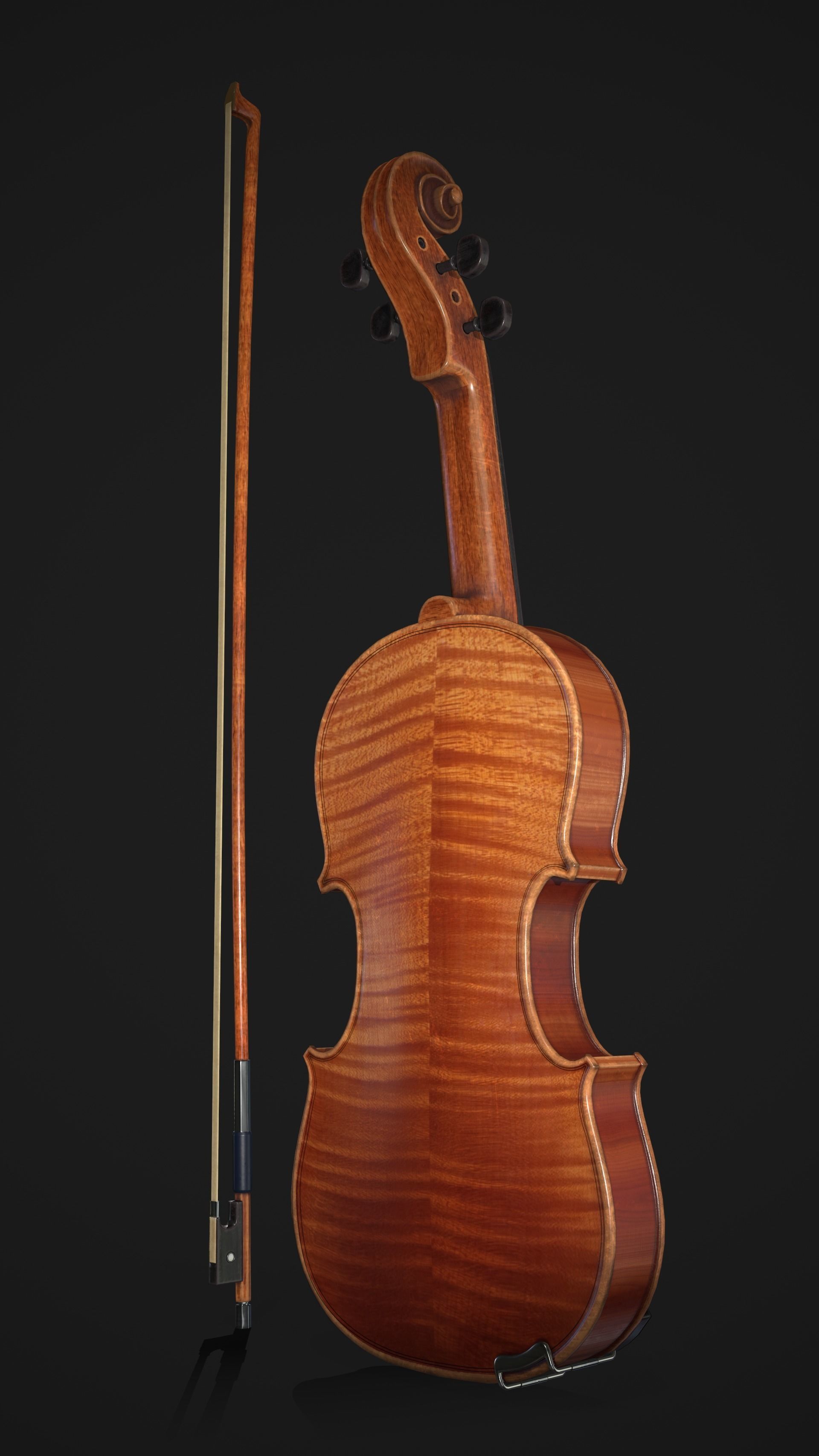 Violin 3D Low Poly Low-poly 3D model_5