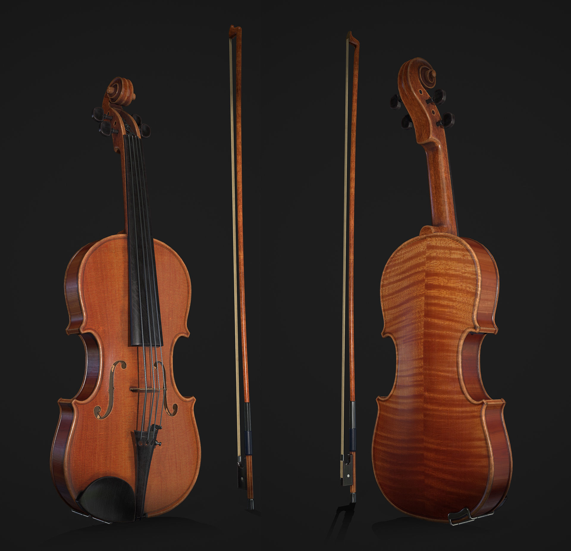 Violin 3D Low Poly Low-poly 3D model_3