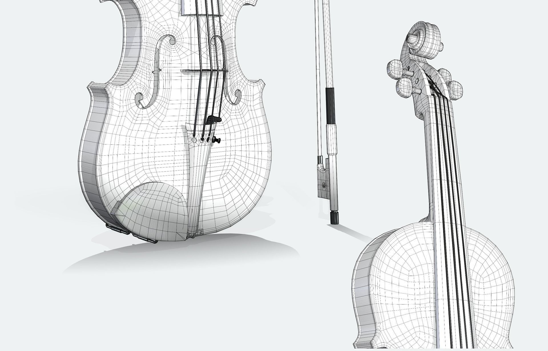 Violin 3D Low Poly Low-poly 3D model_8