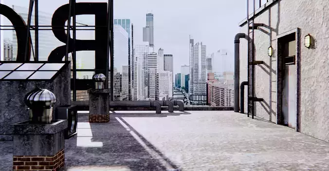 rooftop with sign that says boo