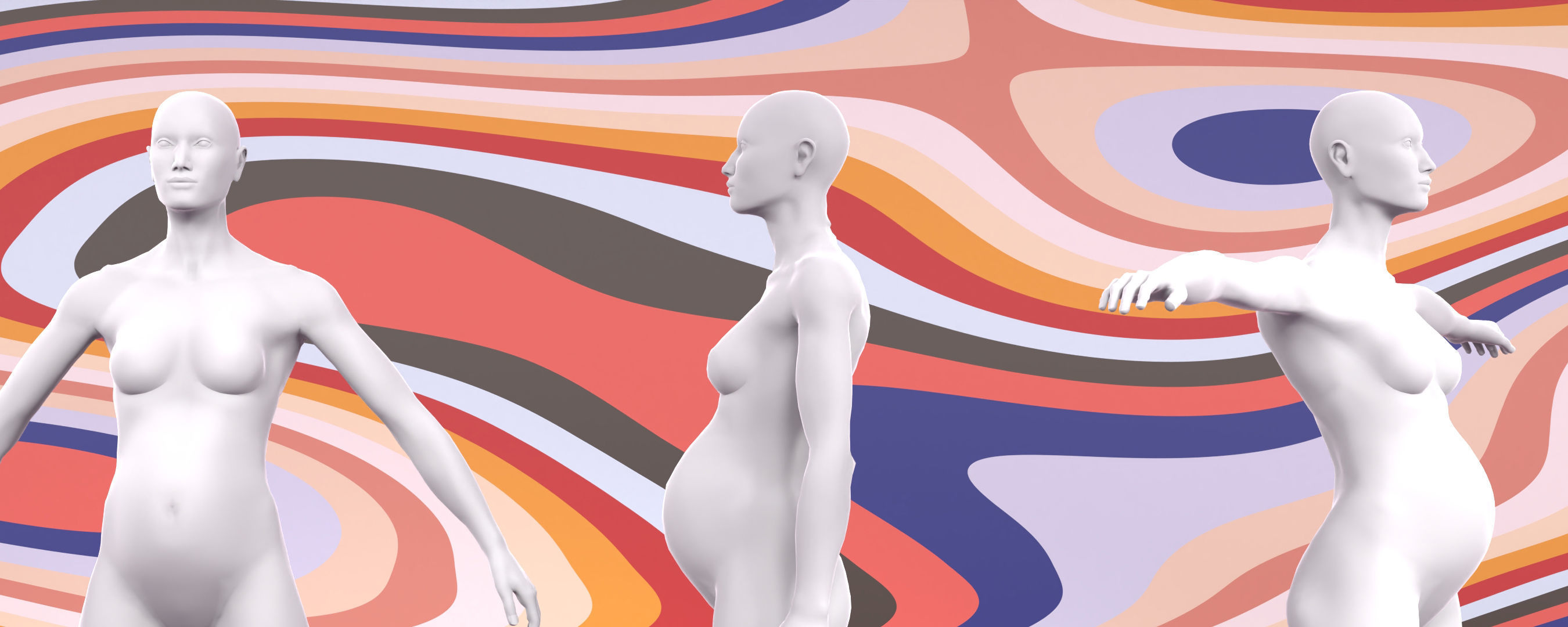 8 months pregnant fashion mannequin fitting set 3D model_1