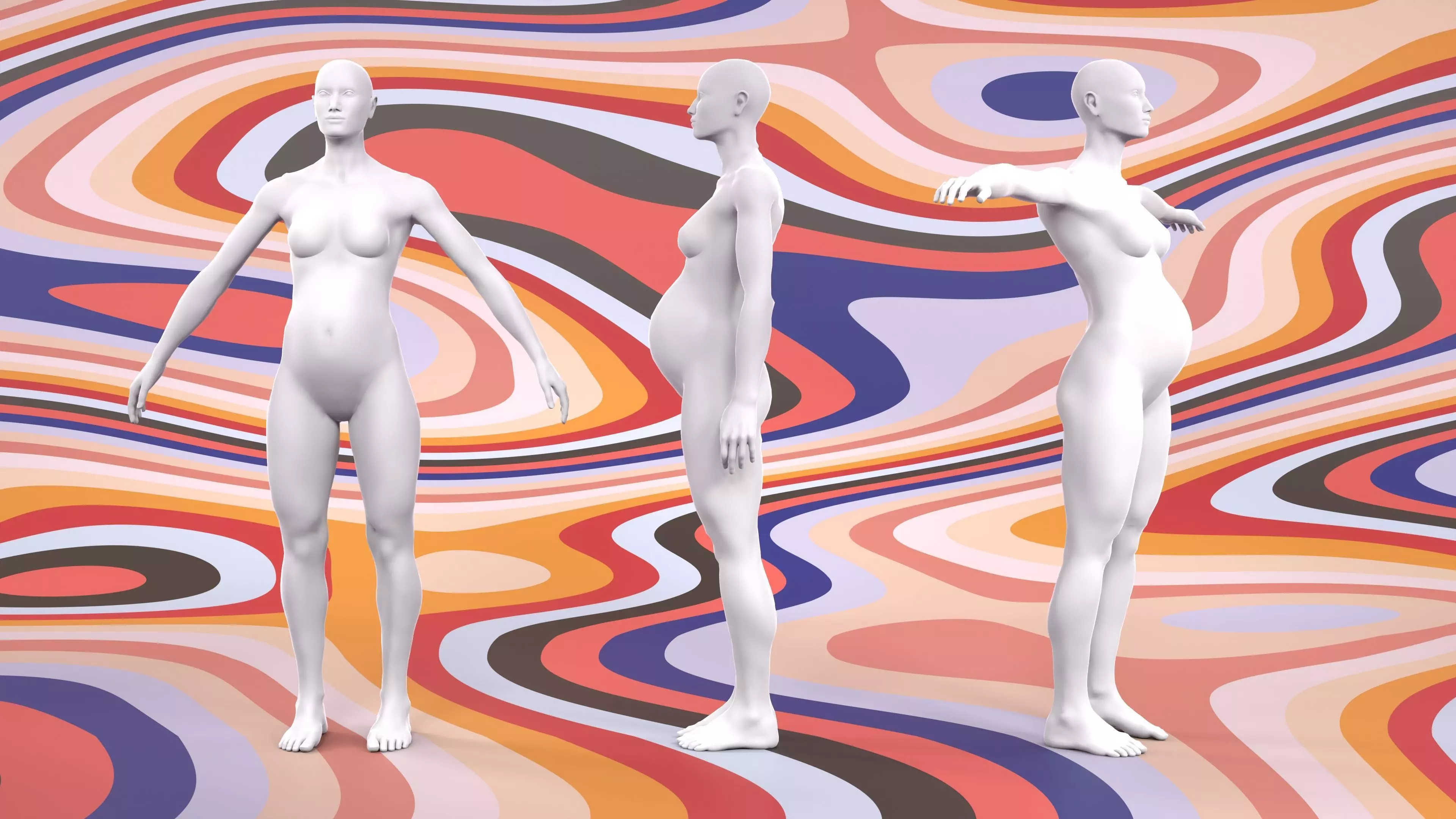 8 months pregnant fashion mannequin fitting set 3D model_0