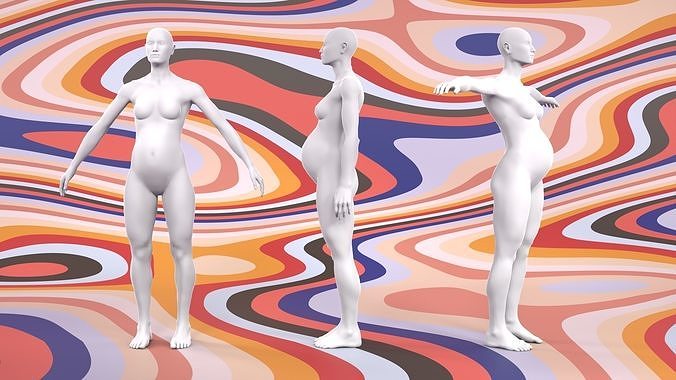 8 months pregnant fashion mannequin fitting set 3D model