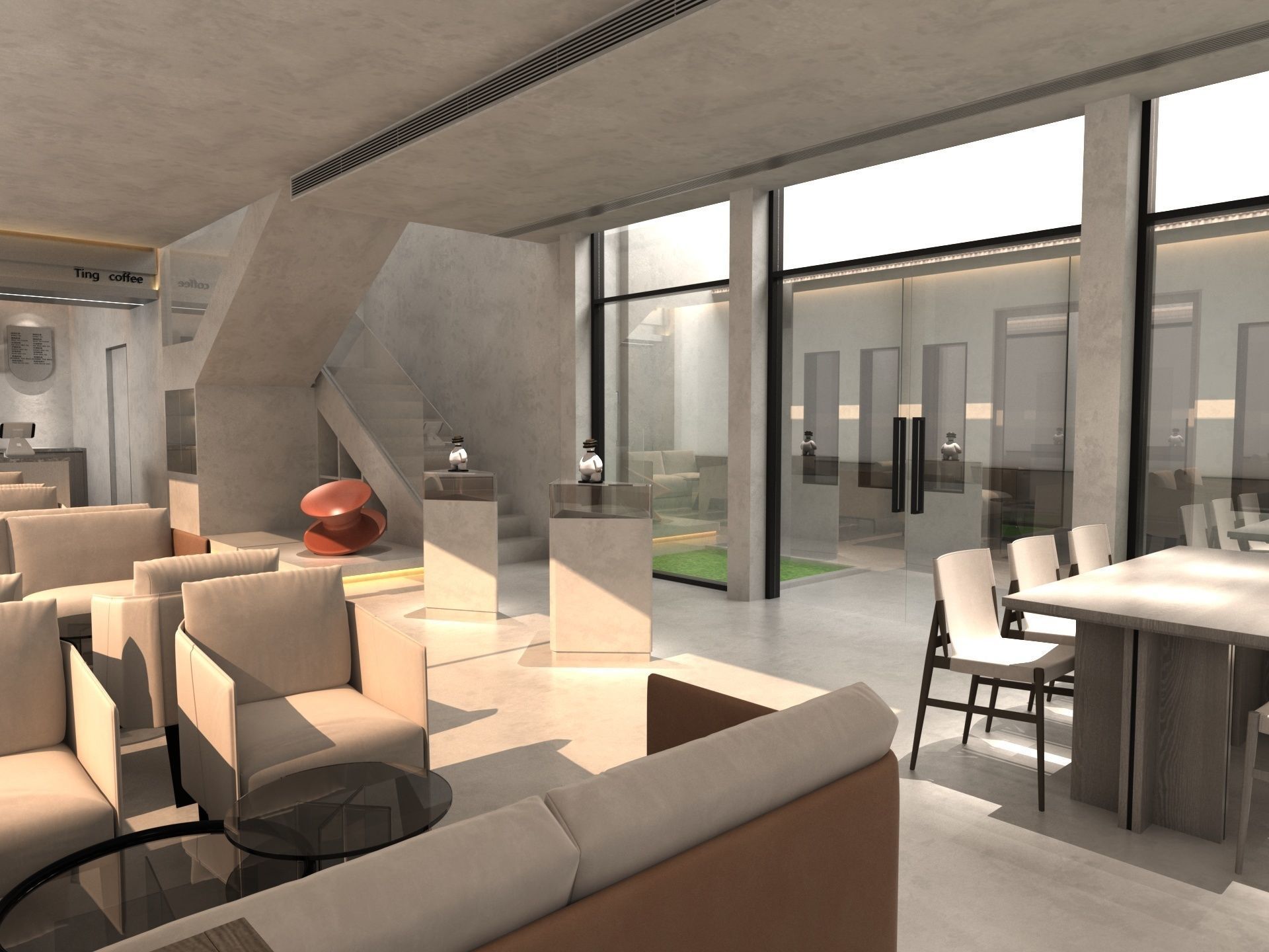 Restaurant lobby of hotel 3D model_4