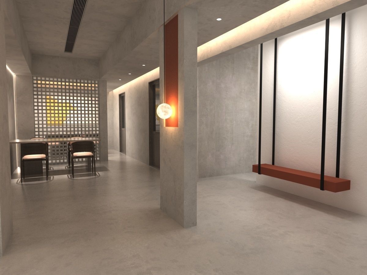 Restaurant lobby of hotel 3D model_11