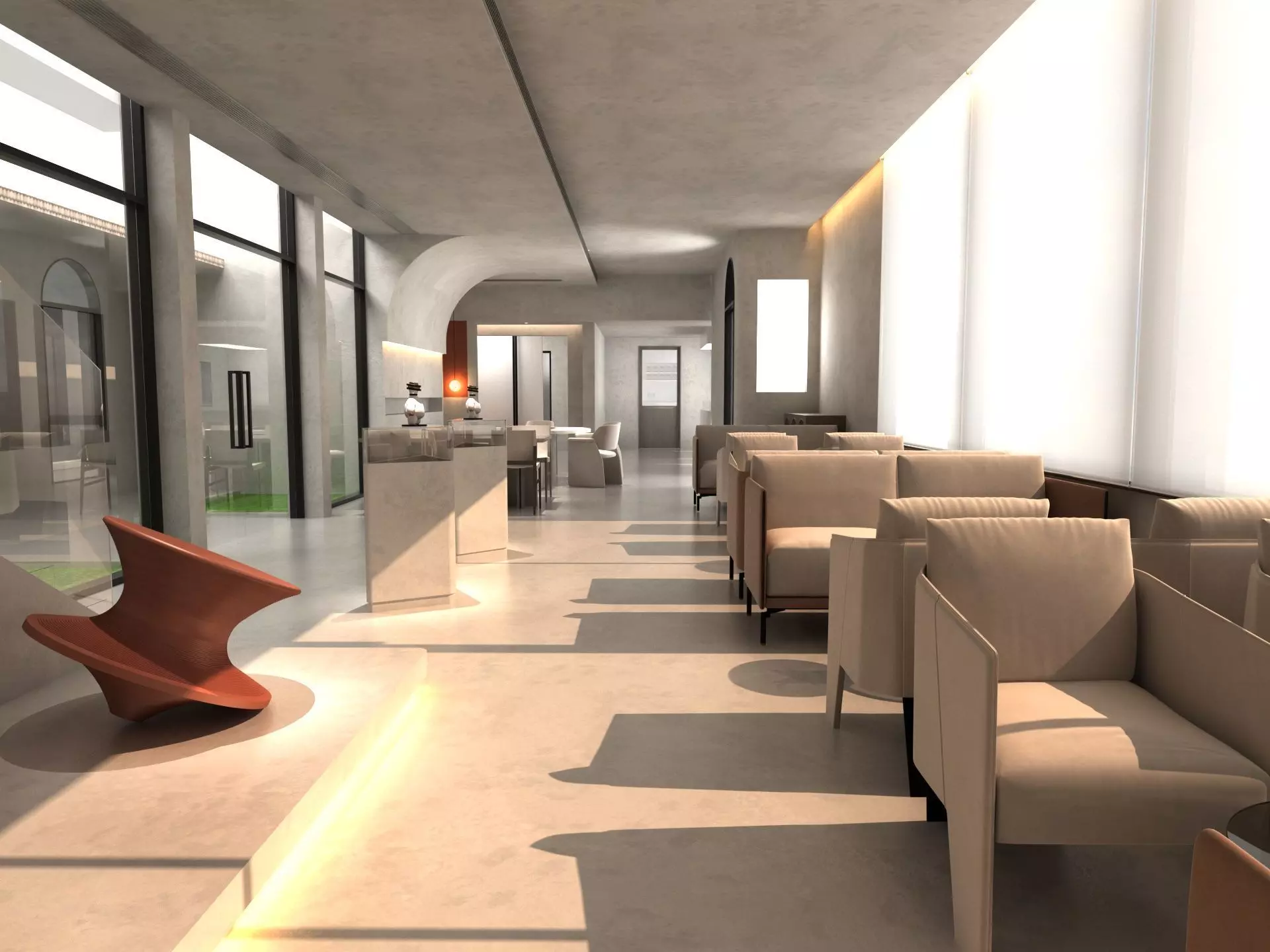 Restaurant lobby of hotel 3D model_0