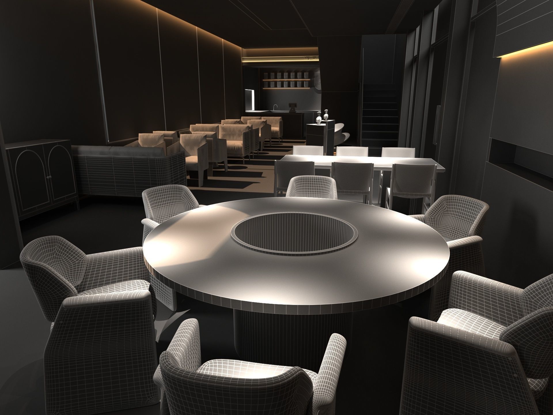 Restaurant lobby of hotel 3D model_18