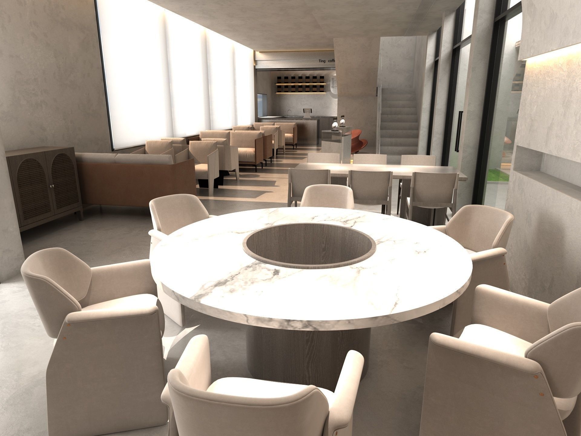 Restaurant lobby of hotel 3D model_2