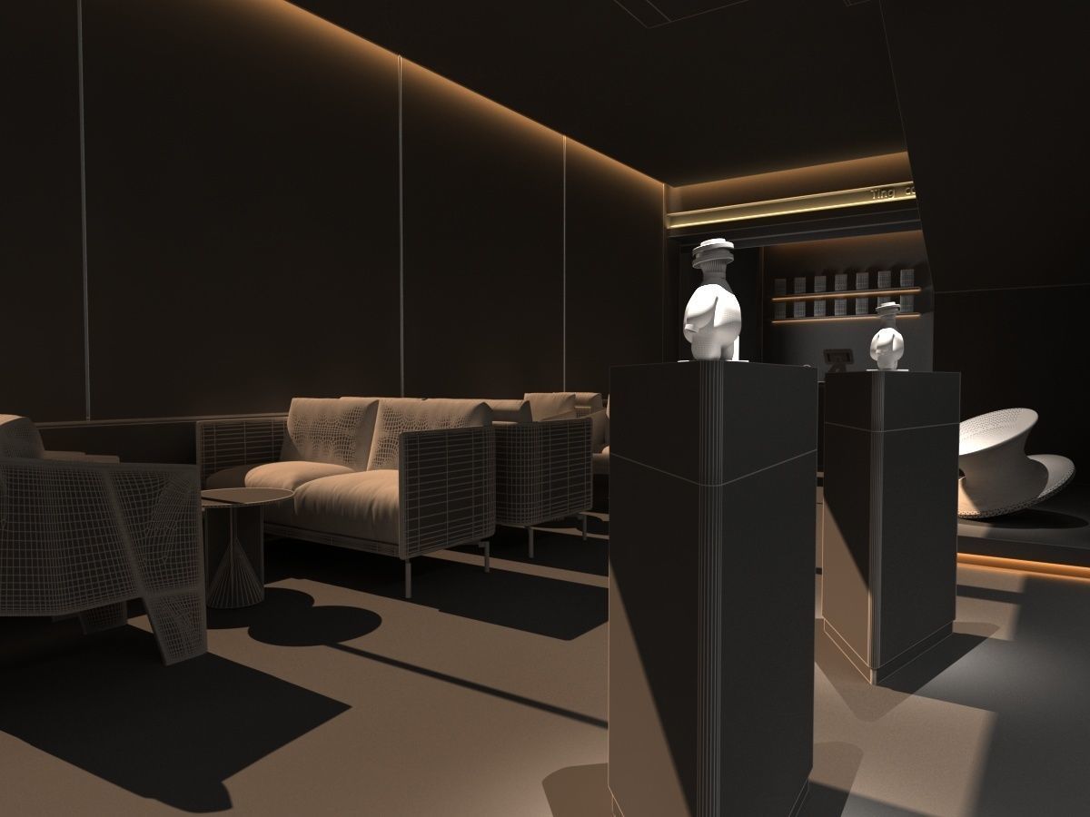 Restaurant lobby of hotel 3D model_19