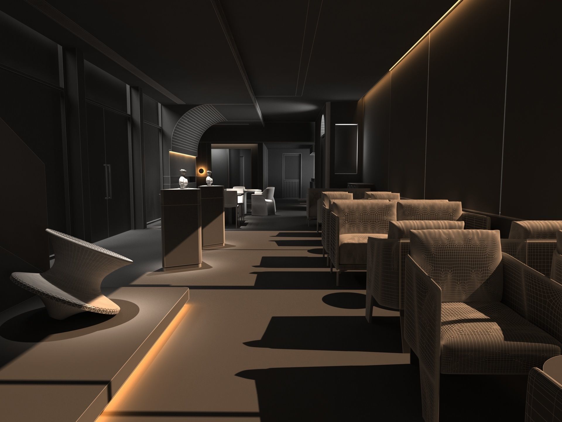 Restaurant lobby of hotel 3D model_17