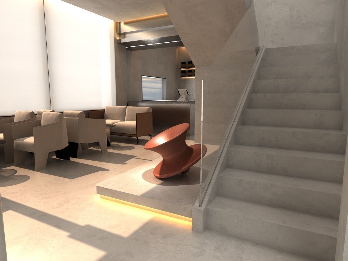 Restaurant lobby of hotel 3D model_7