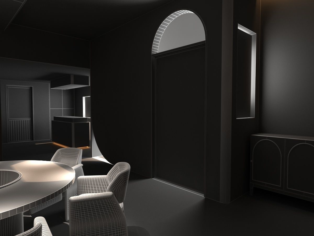 Restaurant lobby of hotel 3D model_25