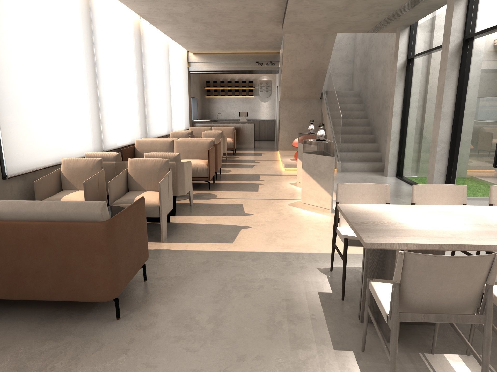 Restaurant lobby of hotel 3D model_3