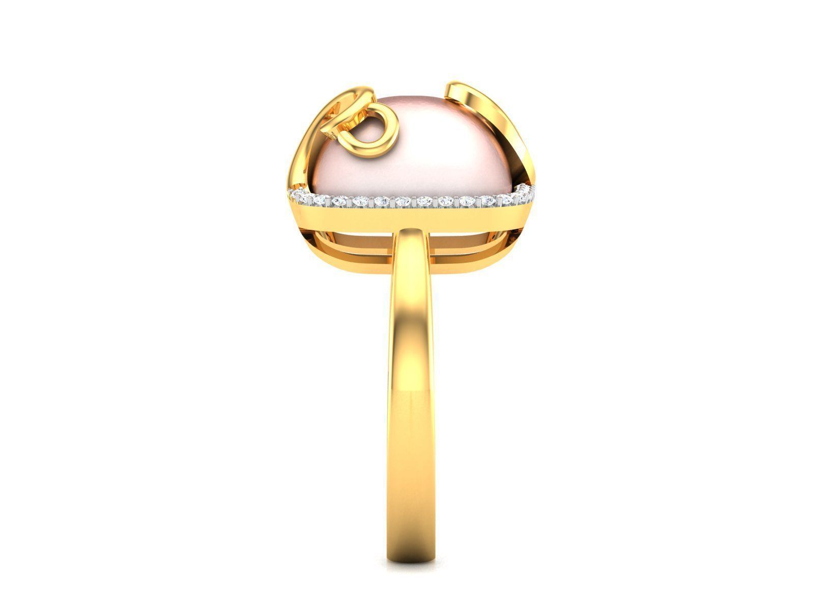 Solitaire Wedding Engagement Band Ring 3D print model_4