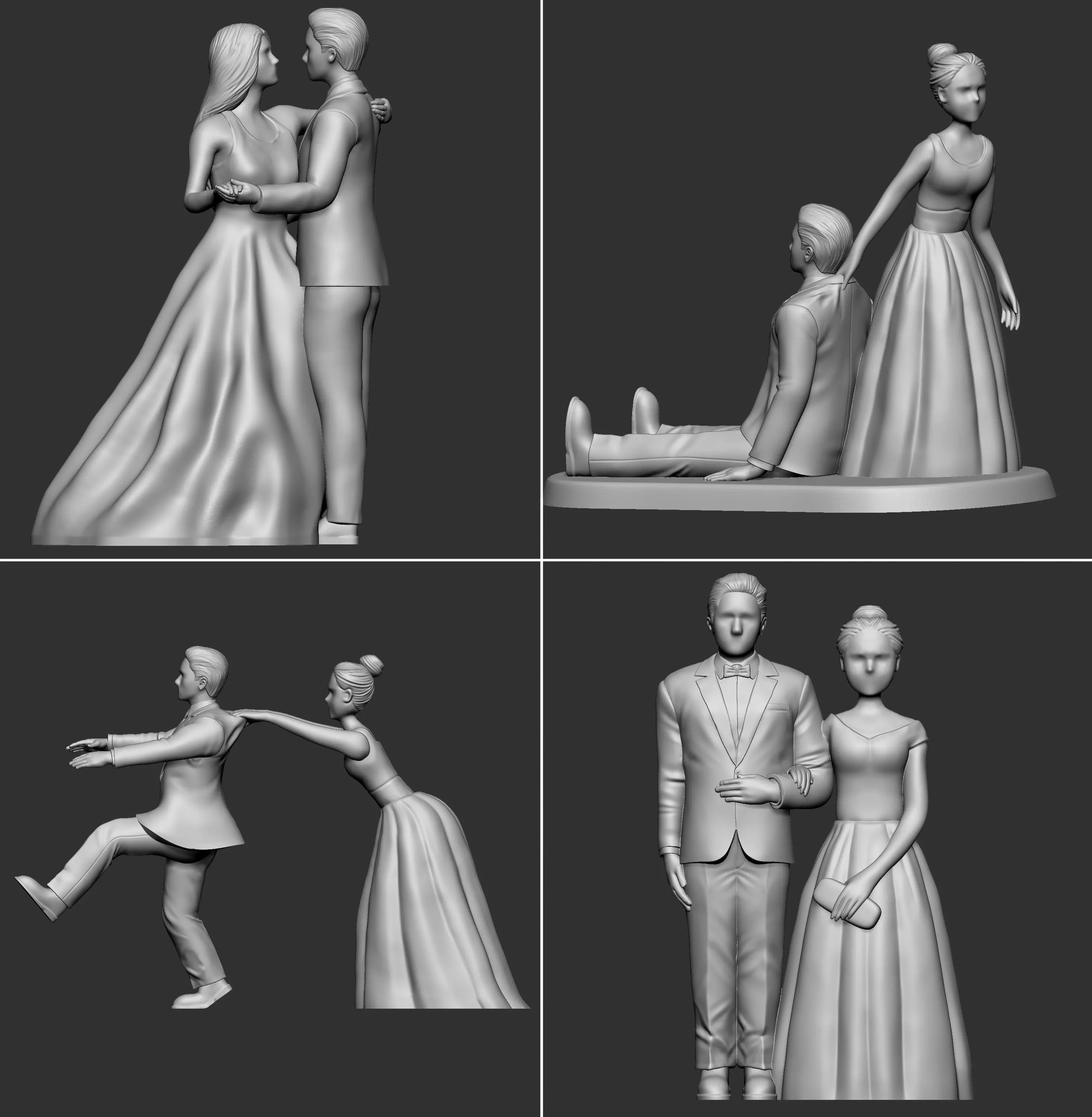 Wedding cake topper  4 IN 1 3D print model_0