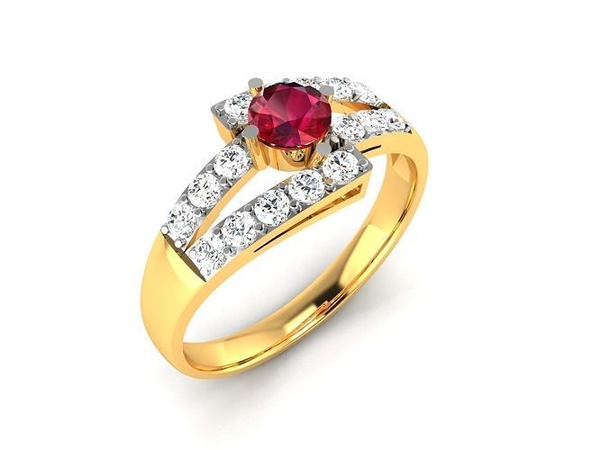 Solitaire Wedding Engagement Women Band Ring 3D print model