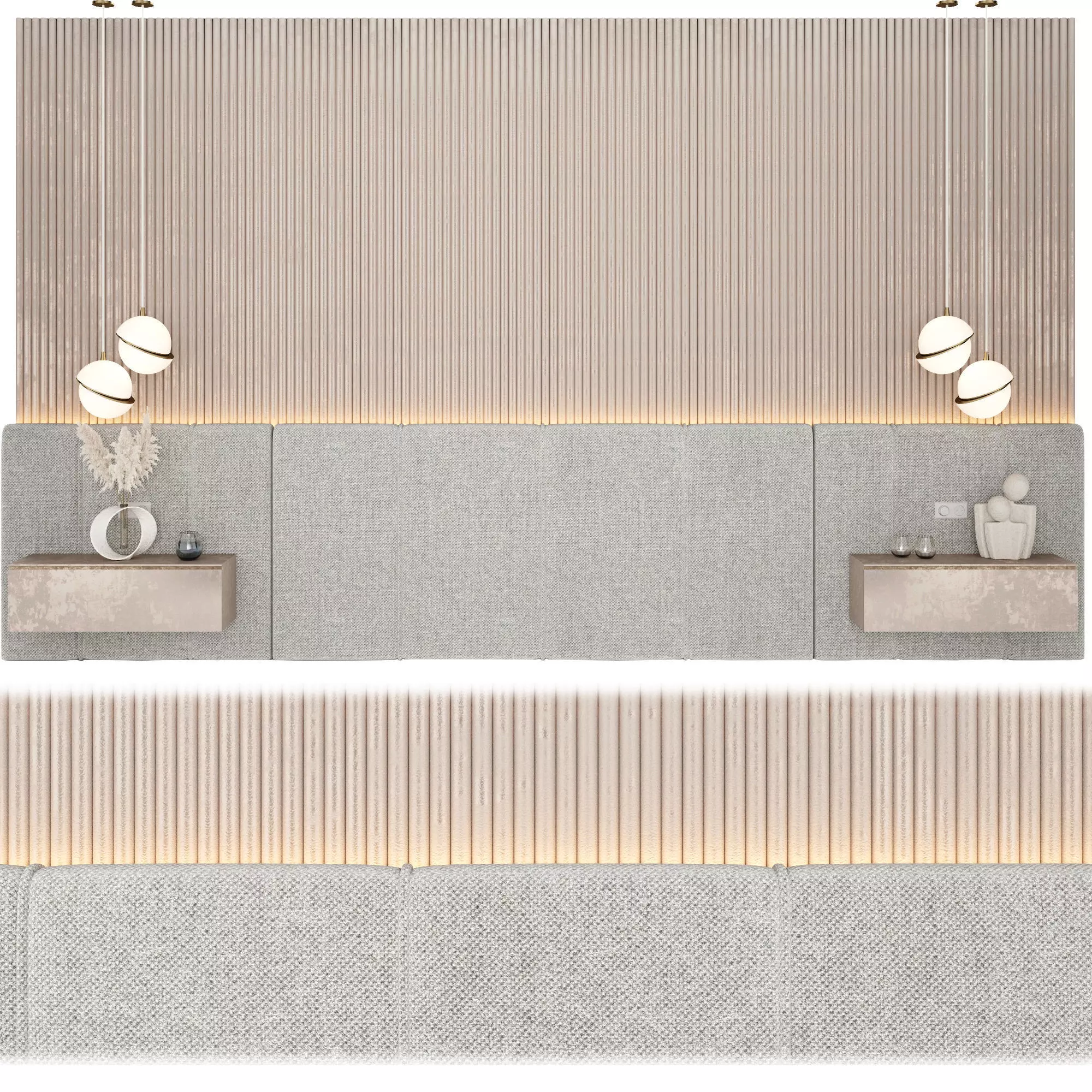 Headboard 1 bathroom wall with light fixtures and mirrors 3D model