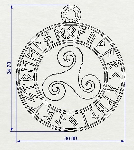 Runic Pendant Medallion 3D print model 3D print model_1