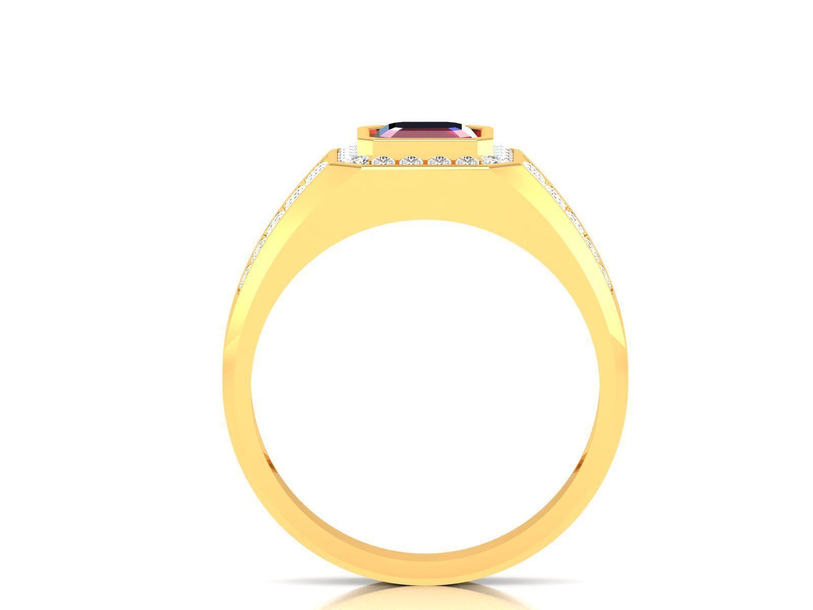 Solitaire Wedding Engagement Asscher Band Ring 3D print model_3