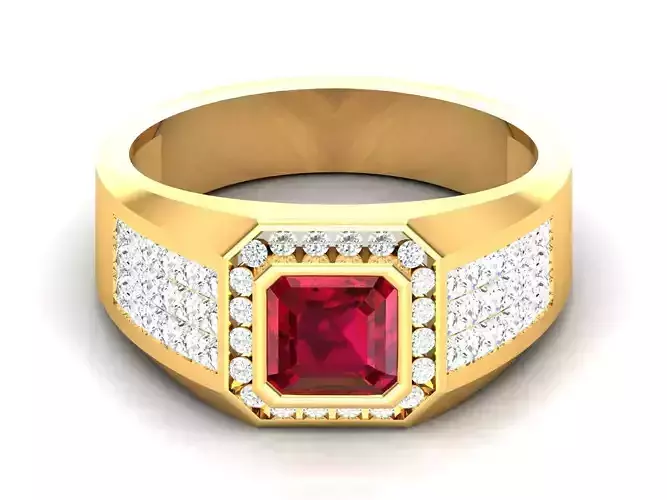 Solitaire Wedding Engagement Asscher Band Ring 3D print model
