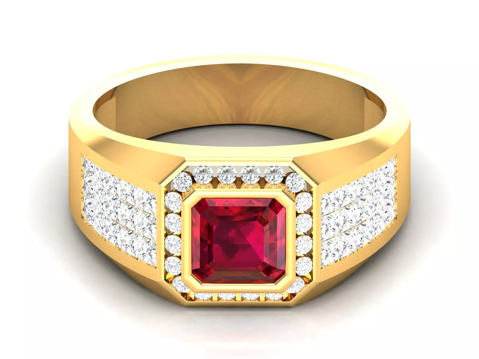 Solitaire Wedding Engagement Asscher Band Ring 3D print model_0