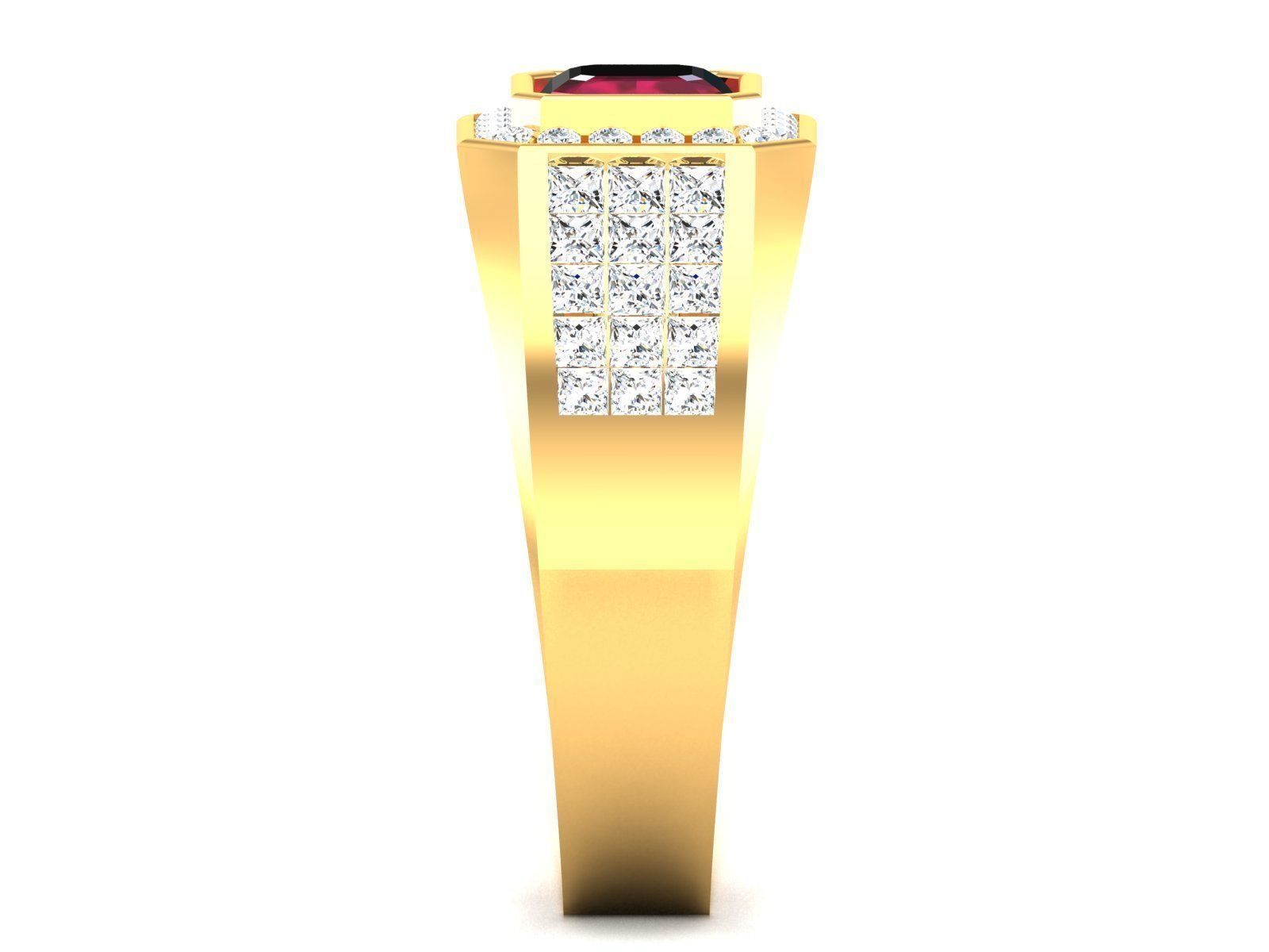 Solitaire Wedding Engagement Asscher Band Ring 3D print model_5