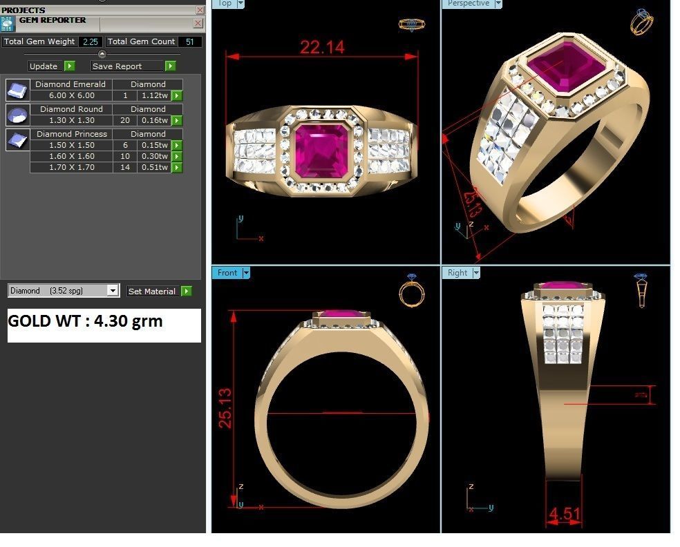 Solitaire Wedding Engagement Asscher Band Ring 3D print model_6