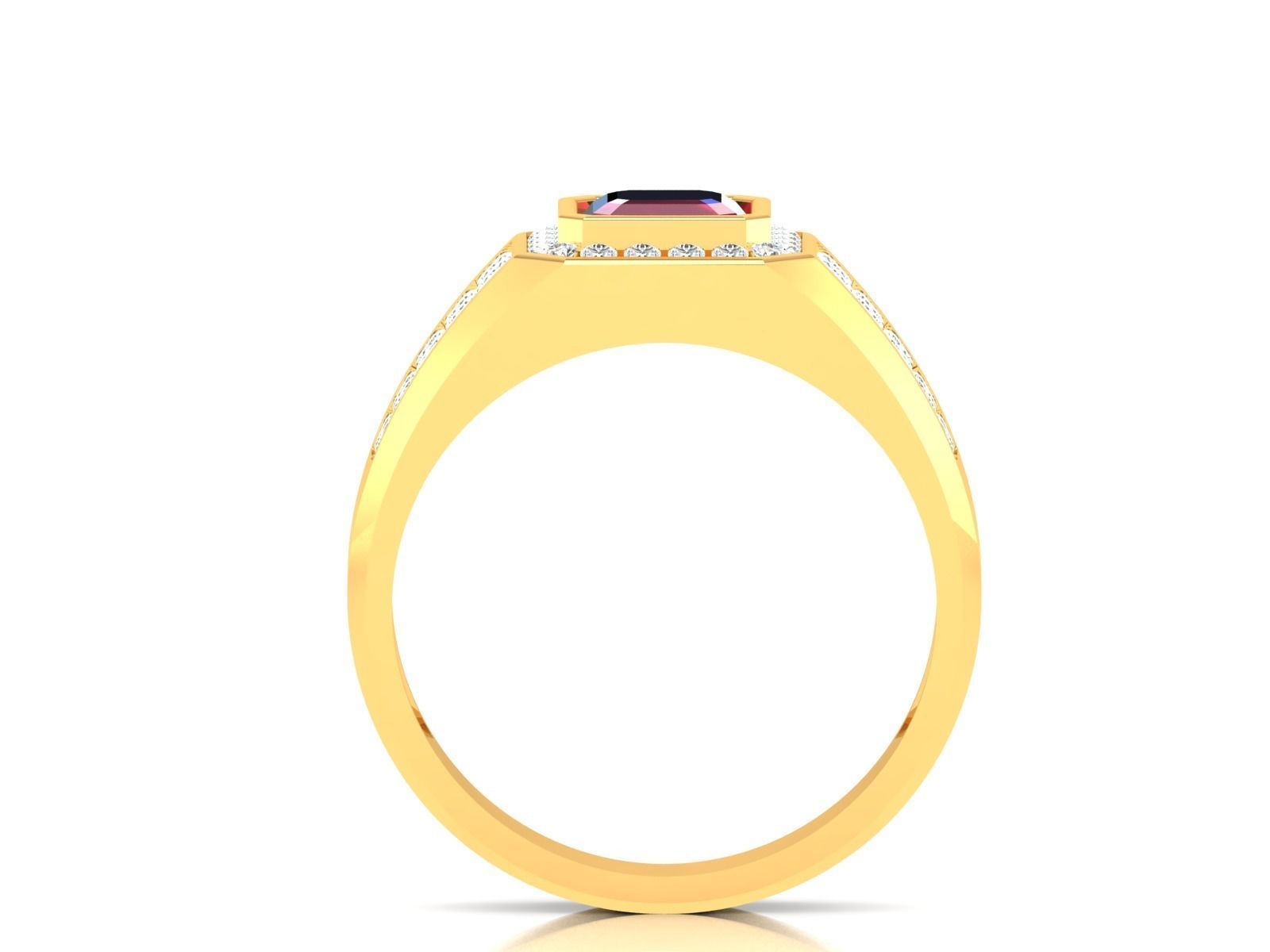 Solitaire Wedding Engagement Asscher Band Ring 3D print model_4