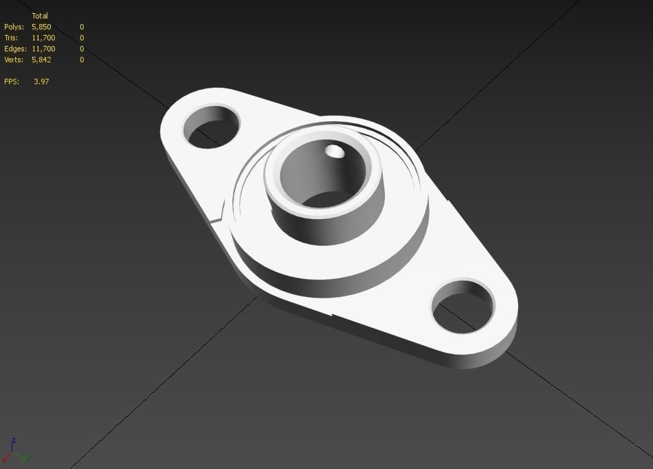 Flange Bearing 02 Low-poly 3D model_15