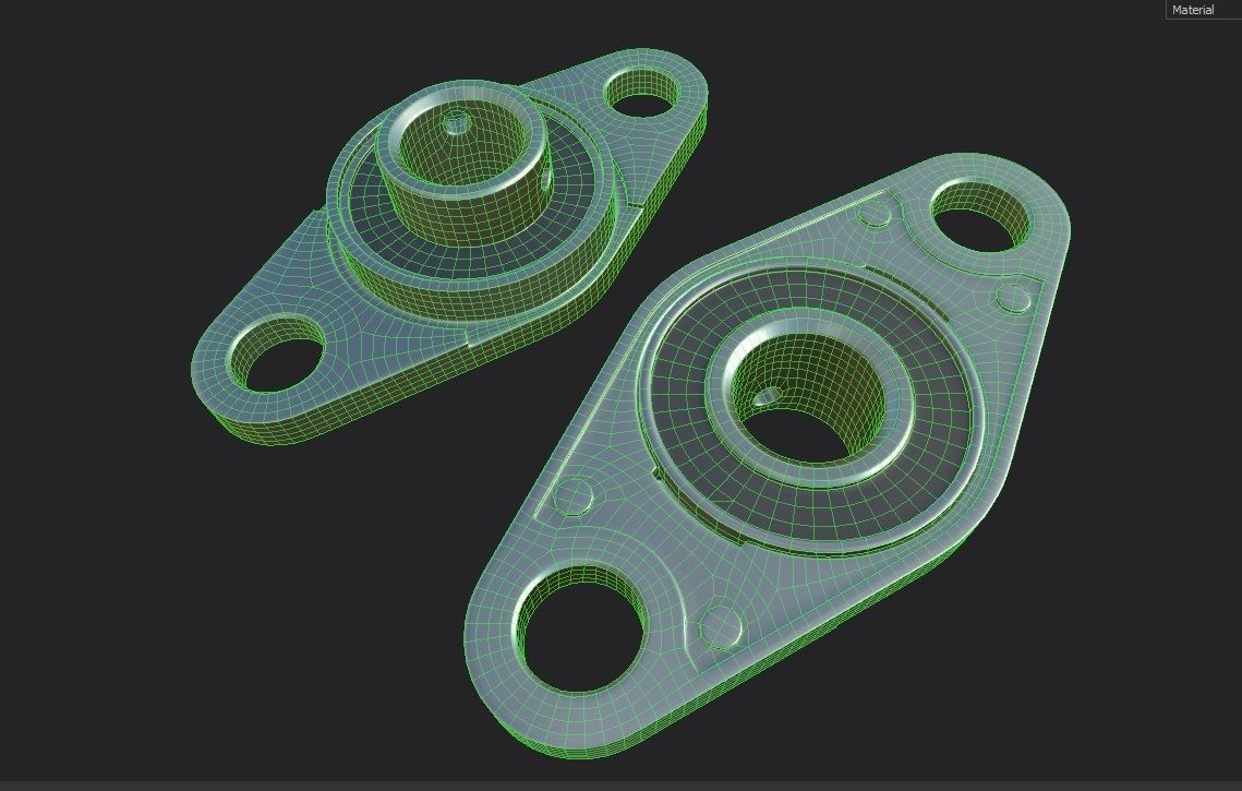 Flange Bearing 02 Low-poly 3D model_10