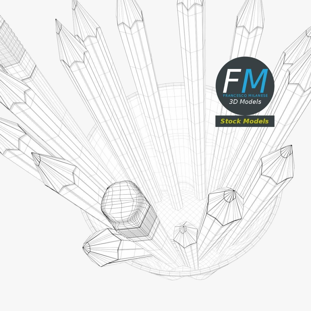 Coloured pencils in a glass 3D model_8