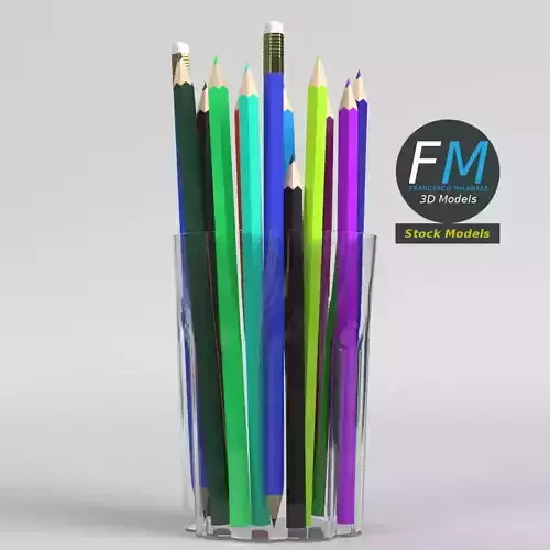Coloured pencils in a glass