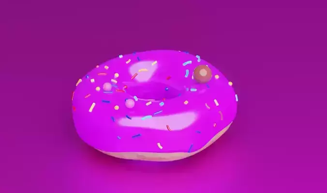 Pink Donut  low-poly game ready
