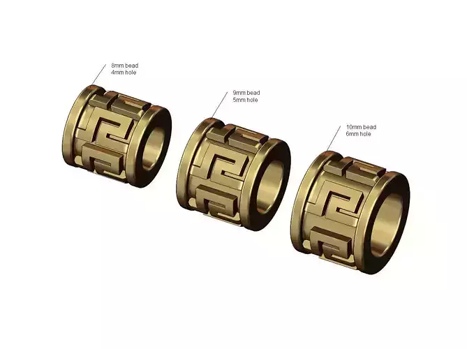 Greek key pattern tube bead and charm
