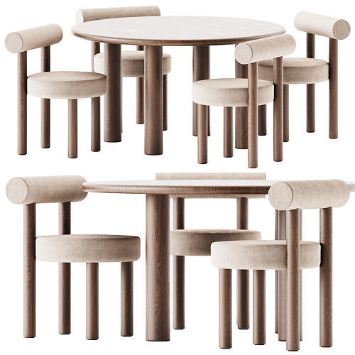 Dining Table Paul and Chair Gropius CS2 by Noom 3D model