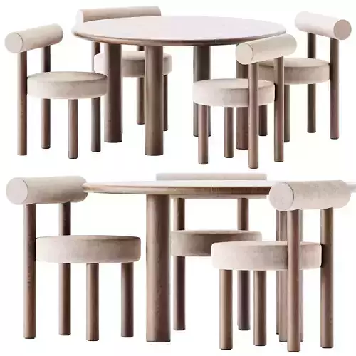 Dining Table Paul and Chair Gropius CS2 by Noom 3D model