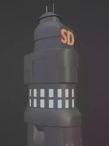 Low poly Sci-fi tower