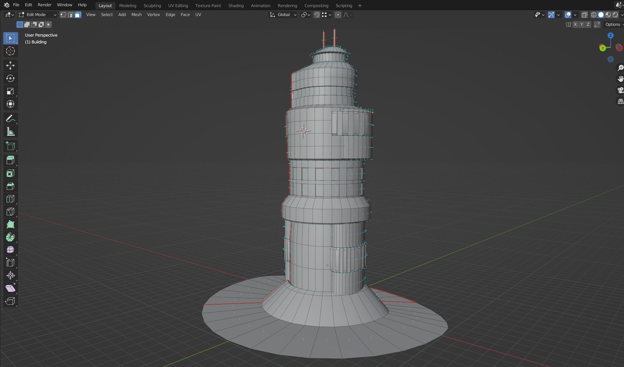 Low poly Sci-fi tower Free low-poly 3D model_1