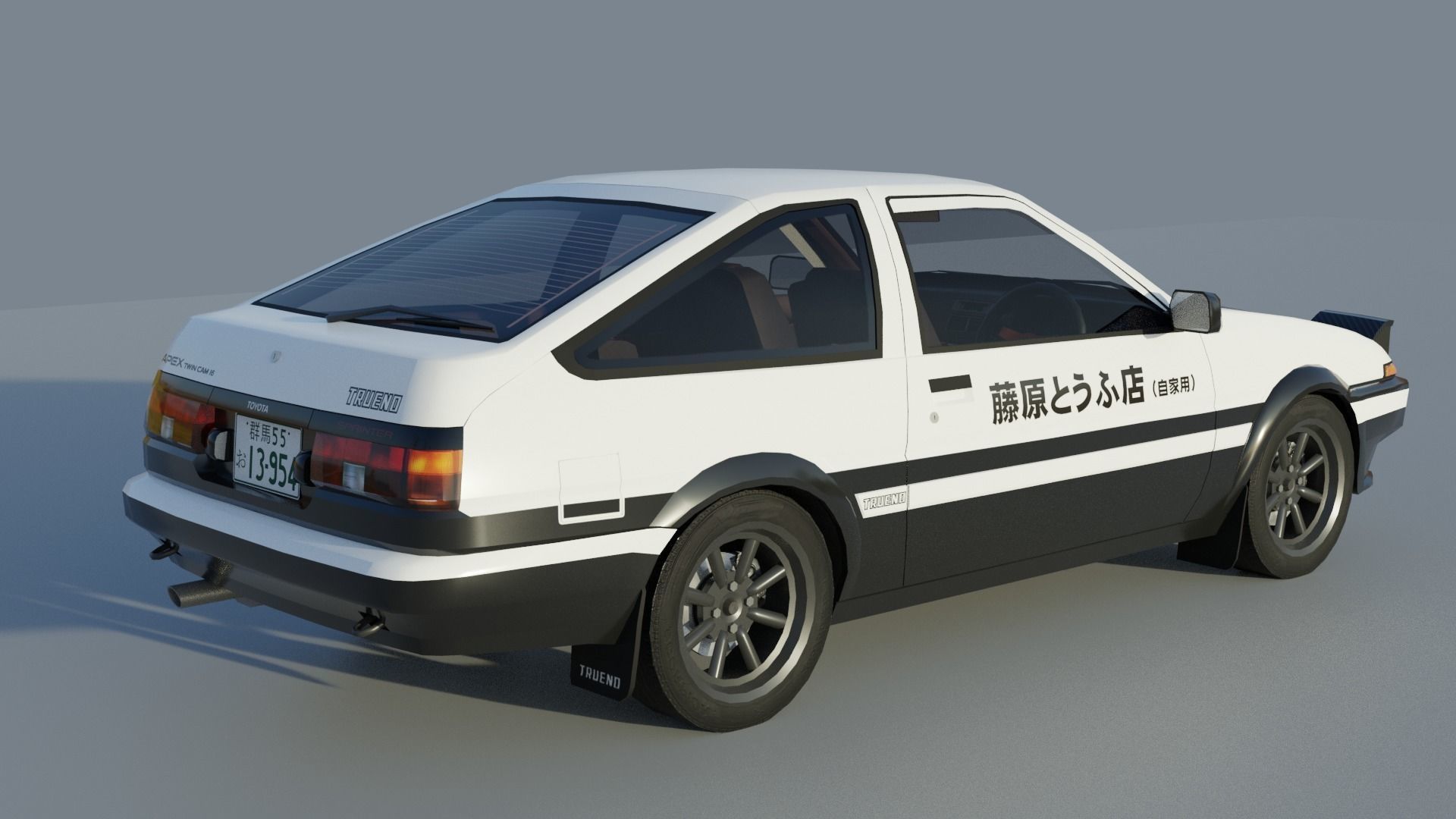Toyota Trueno AE86 Initial D stylized Low-poly 3D model_2