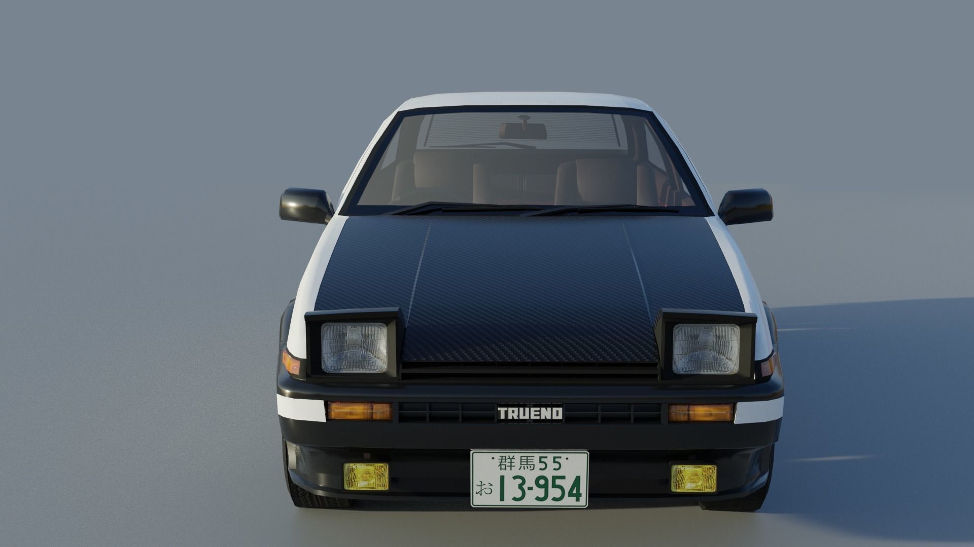 Toyota Trueno AE86 Initial D stylized Low-poly 3D model_6