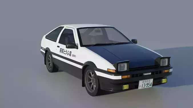 Toyota Trueno AE86 Initial D stylized Low-poly 3D model