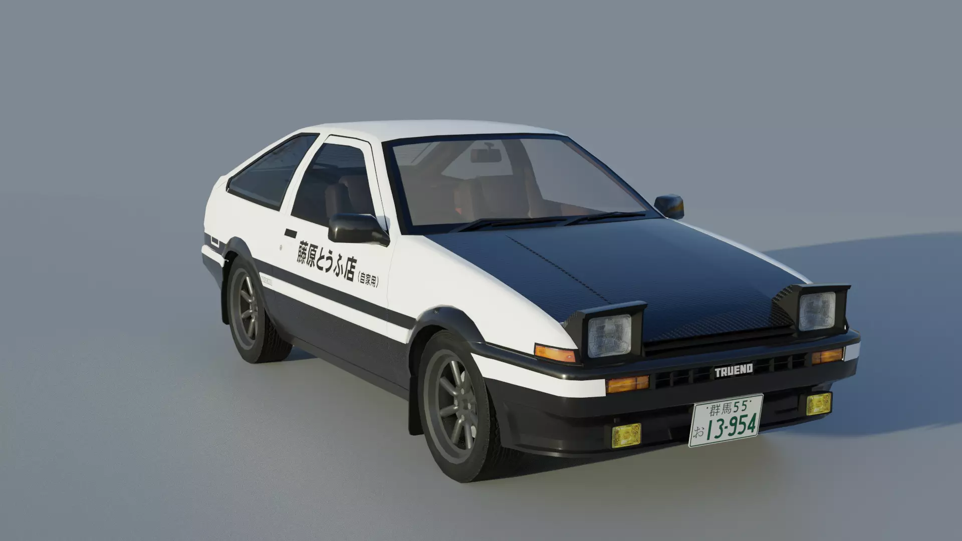Toyota Trueno AE86 Initial D stylized Low-poly 3D model_0