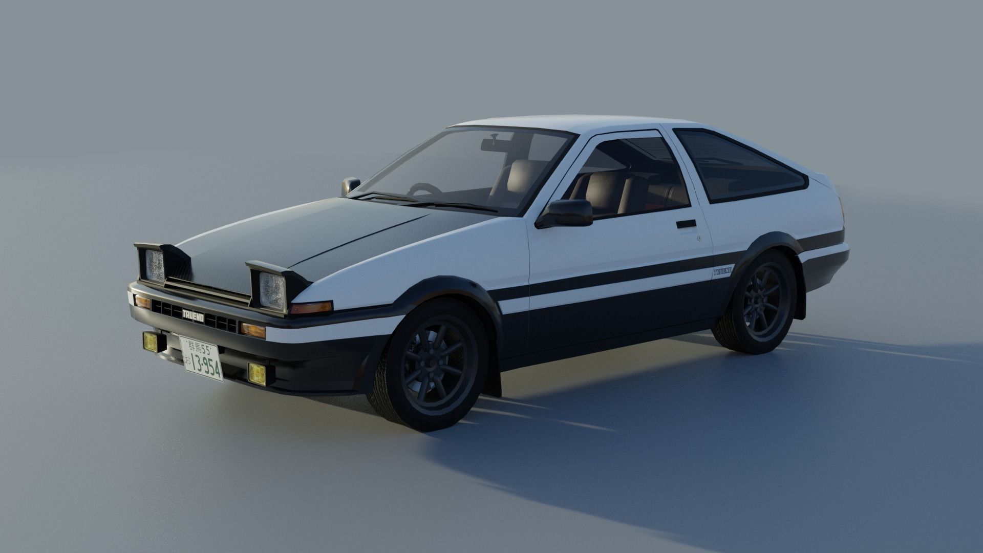 Toyota Trueno AE86 Initial D stylized Low-poly 3D model_5