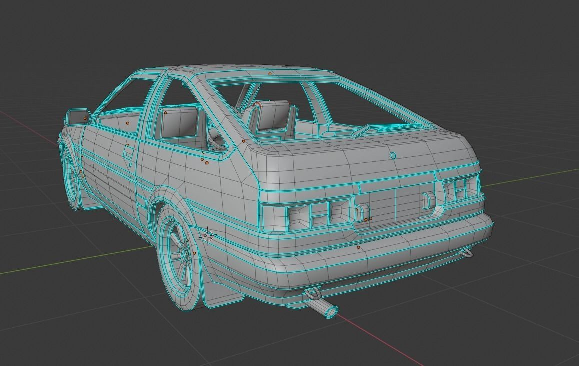 Toyota Trueno AE86 Initial D stylized Low-poly 3D model_14
