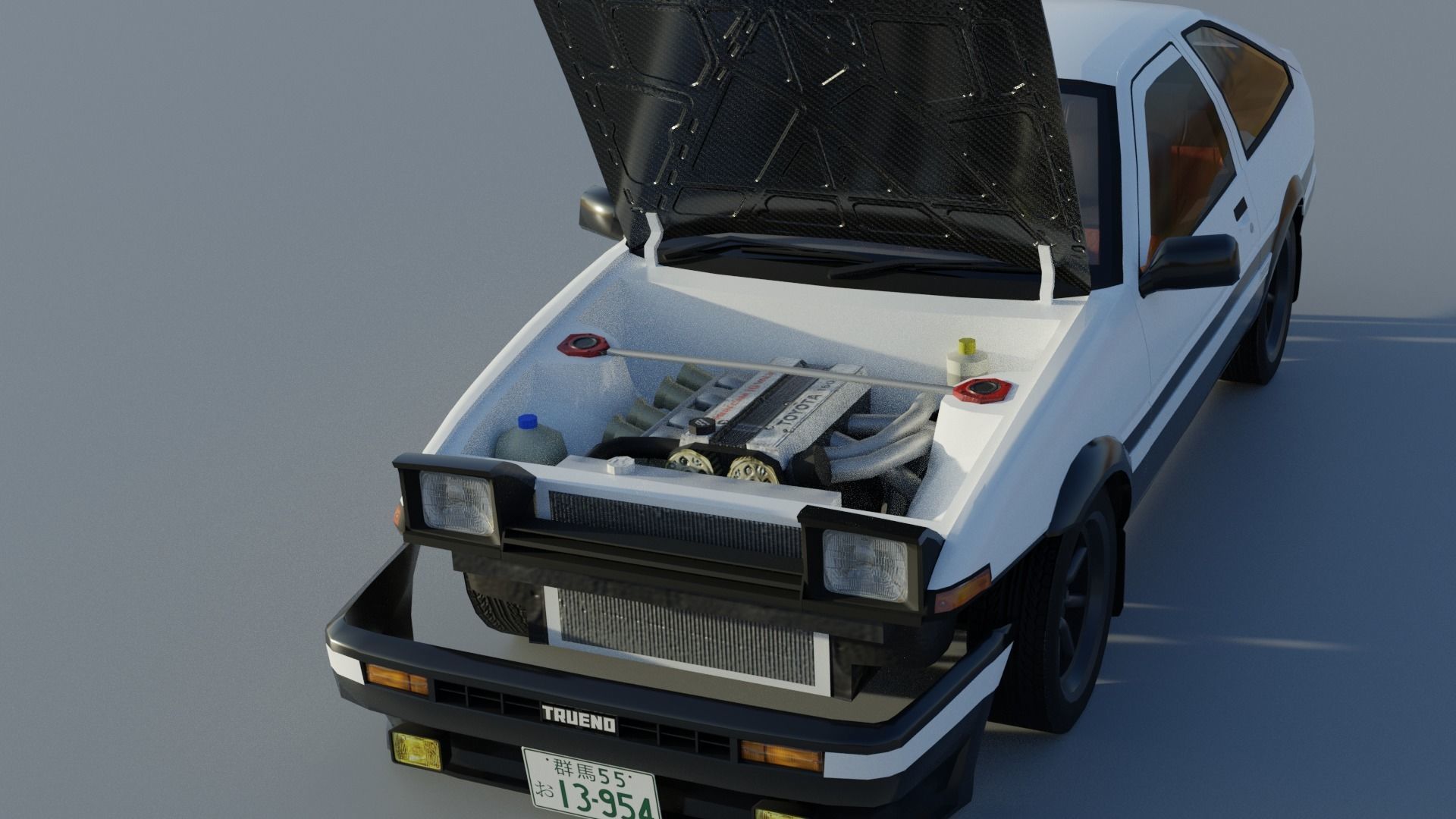 Toyota Trueno AE86 Initial D stylized Low-poly 3D model_9