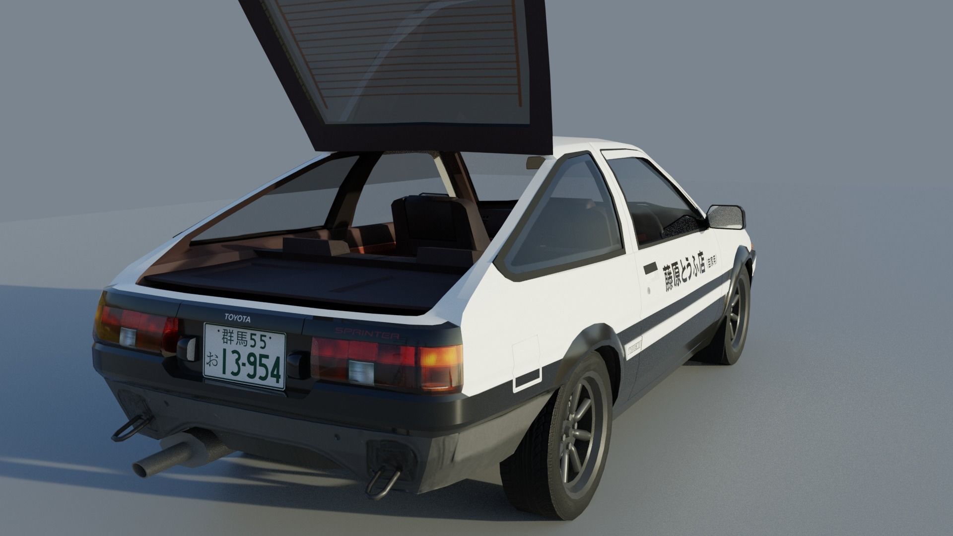 Toyota Trueno AE86 Initial D stylized Low-poly 3D model_10