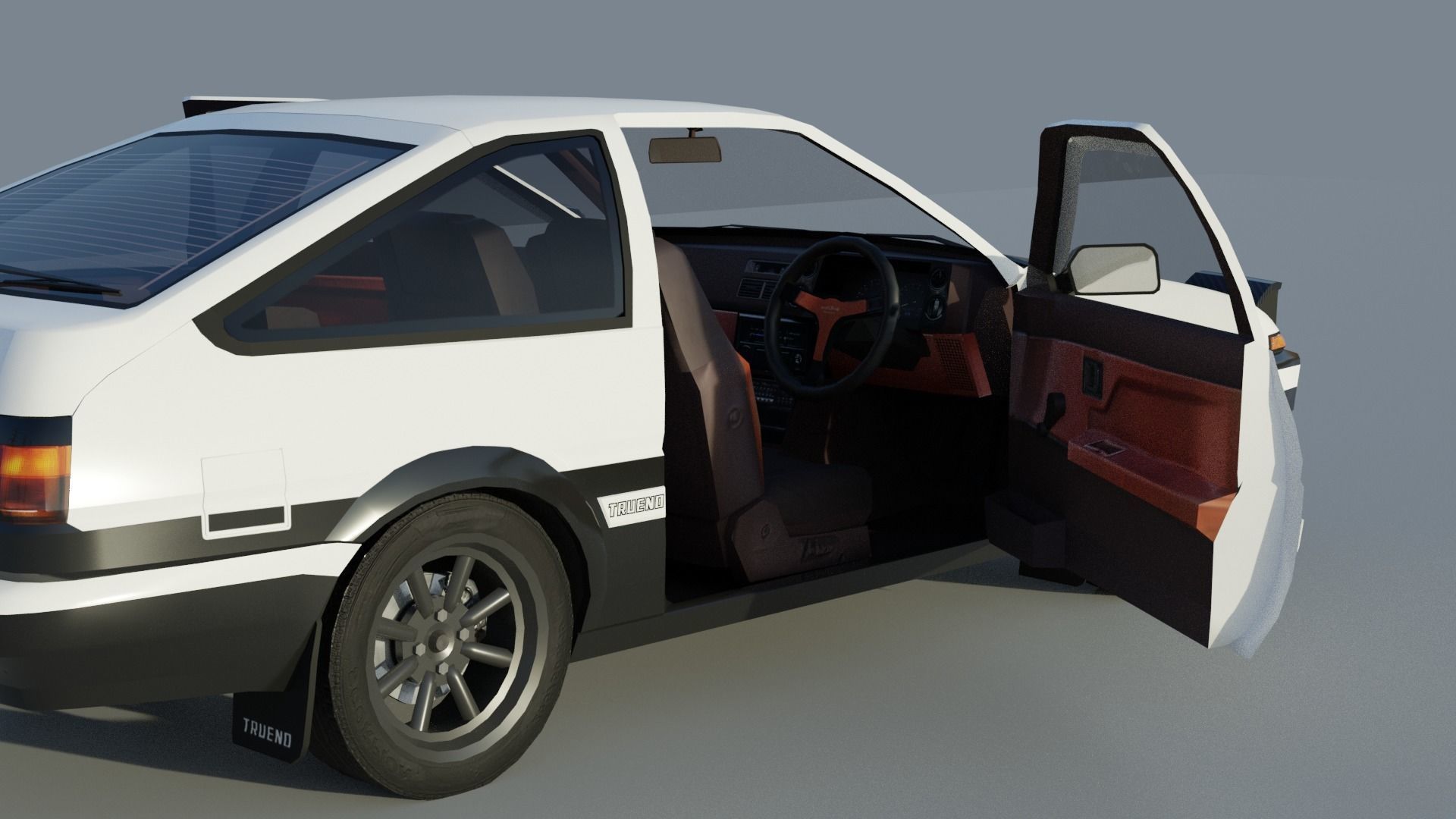 Toyota Trueno AE86 Initial D stylized Low-poly 3D model_8