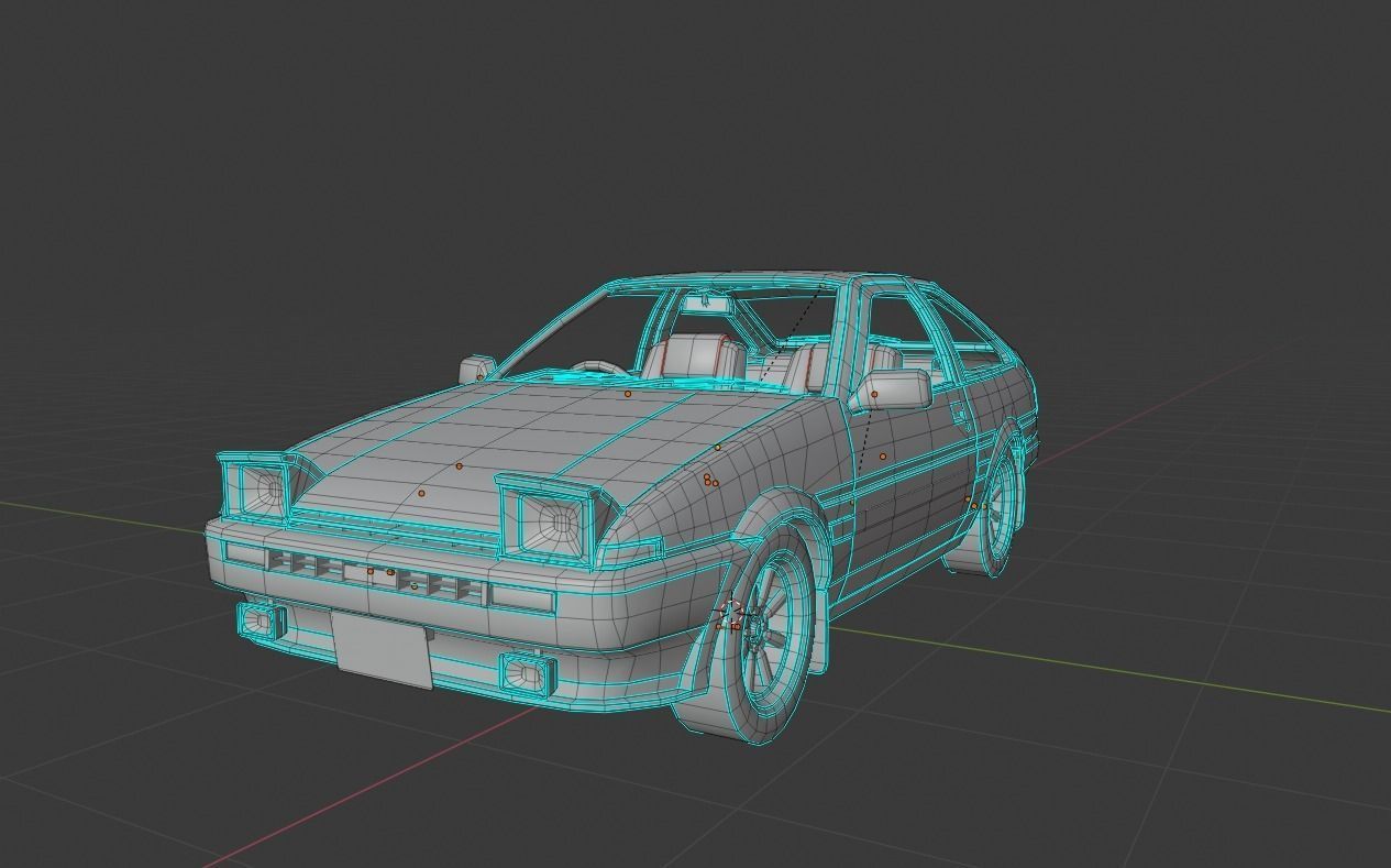 Toyota Trueno AE86 Initial D stylized Low-poly 3D model_13